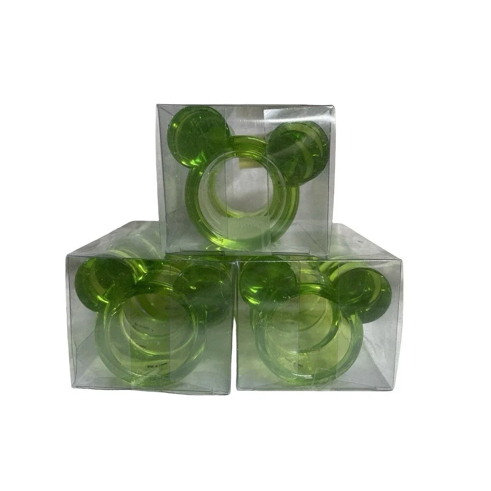Vintage Disney Mickey Mouse Lucite Acrylic 90s Retro Neon Napkin Rings Set Of 12